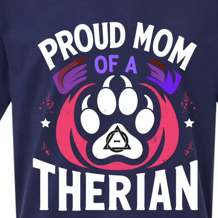 Proud Mom Of A Therian Furries Otherkin Nonhu Fursona Gift Sueded Cloud Jersey T-Shirt