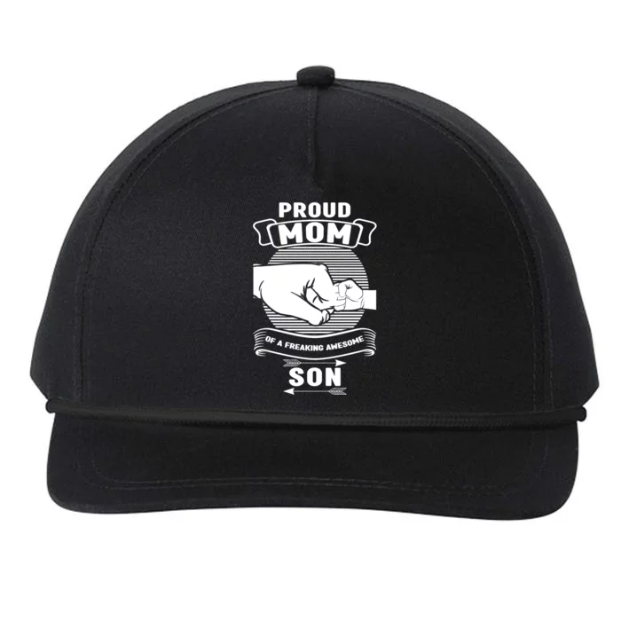 Proud Mom Of A Freaking Awesome Son Mother Mom Gift Snapback Five-Panel Rope Hat