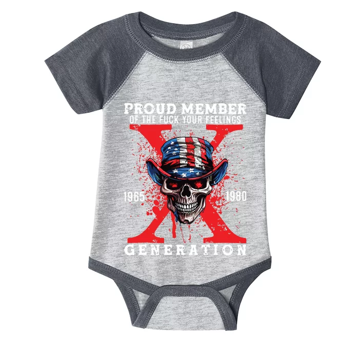 Proud Member Of Your Feelings Horror Skull X Generation Infant Baby Jersey Bodysuit