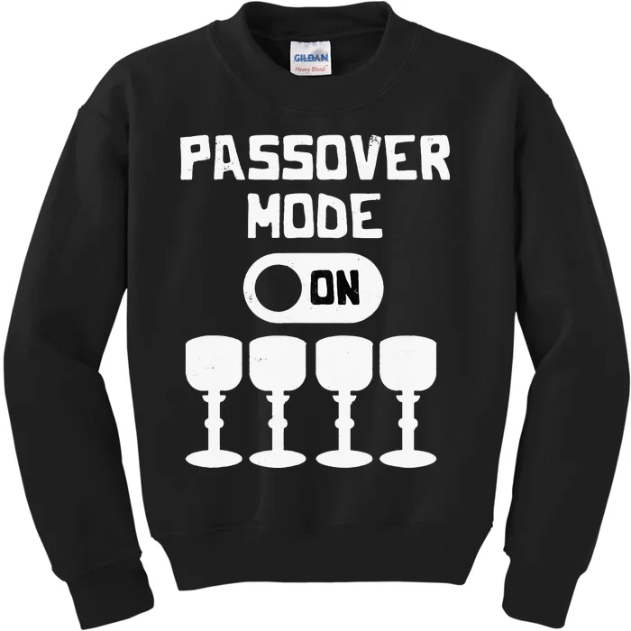 Passover Mode On Pesach Vacation Four Cups Matzah Matzo Kids Sweatshirt