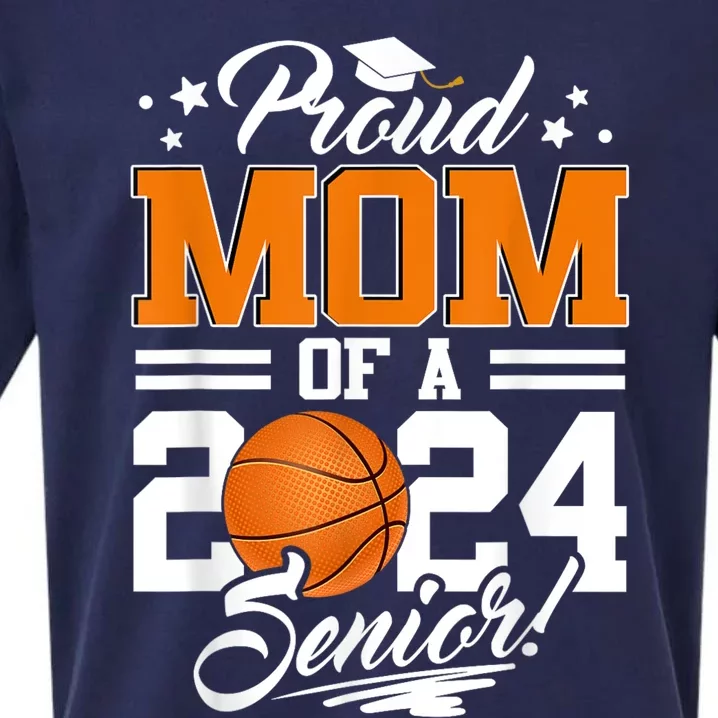 Proud Mom Of A 2024 Senior Graduate Basketball Sueded Cloud Jersey T-Shirt