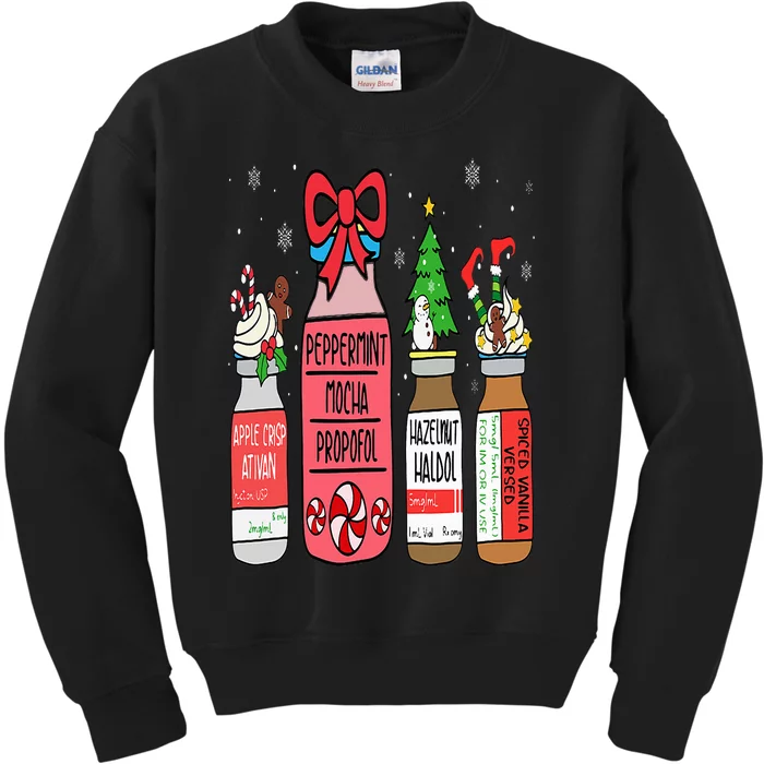 Peppermint Mocha Propofol Christmas Nurse ER ED ICU RN Scrub Kids Sweatshirt