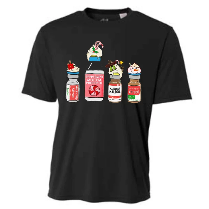 Peppermint Mocha Propofol Cute Christmas Nurse Er Ed Icu Rn Cooling Performance Crew T-Shirt