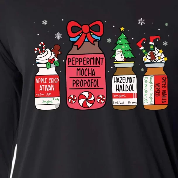 Peppermint Mocha Propofol Christmas Nurse Er Ed Icu Rn Scrub Cooling Performance Long Sleeve Crew