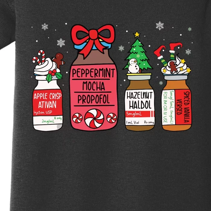 Peppermint Mocha Propofol Christmas Nurse Er Ed Icu Rn Scrub Baby Bodysuit