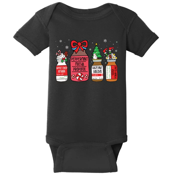 Peppermint Mocha Propofol Christmas Nurse Er Ed Icu Rn Scrub Baby Bodysuit