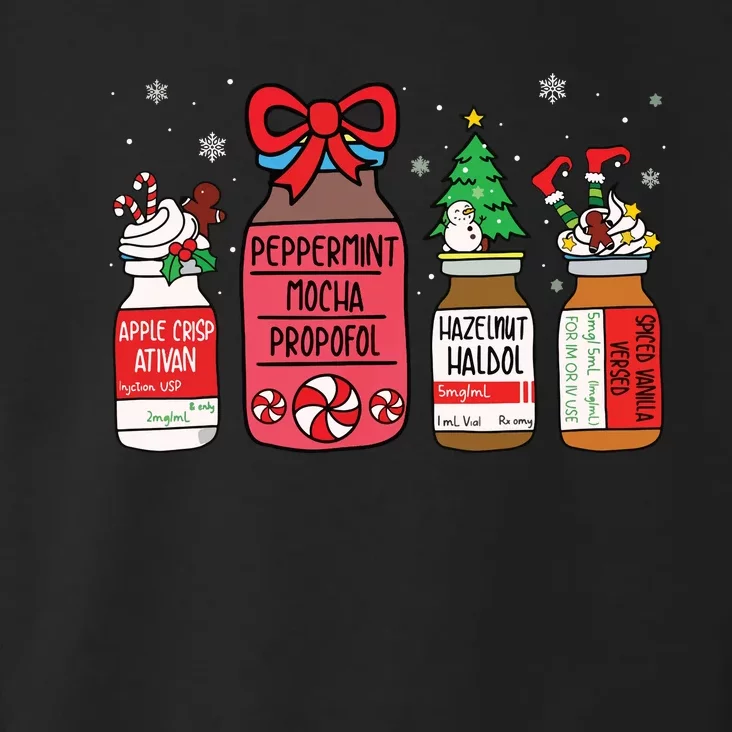 Peppermint Mocha Propofol Christmas Nurse Er Ed Icu Rn Scrub Toddler Hoodie