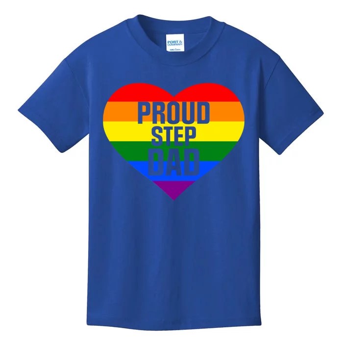 Pride Month Proud Step Dad Lgbt Rainbow Flag Gift Kids T-Shirt