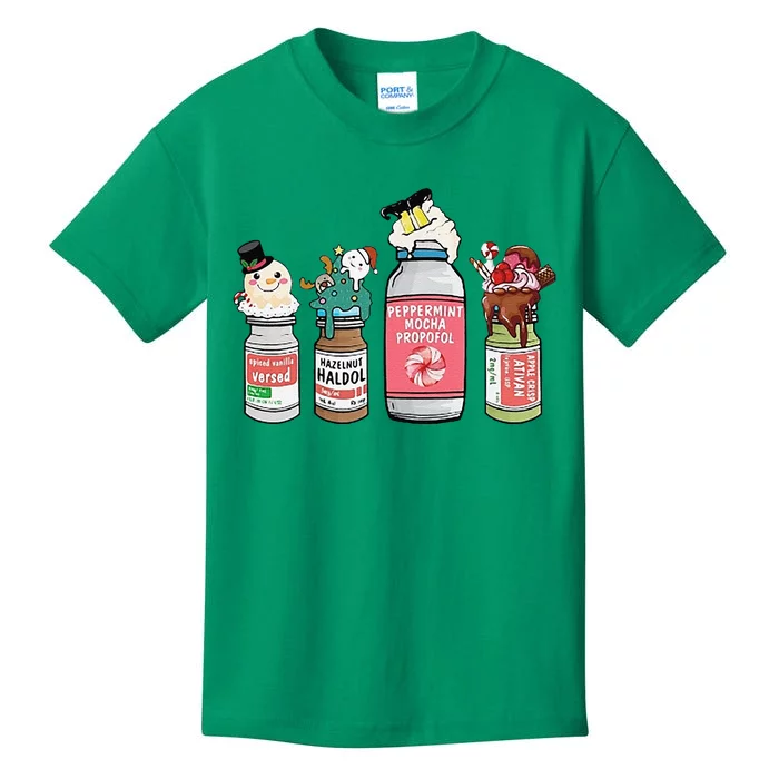 Peppermint Mocha Propofol  Cute Christmas Nurse Kids T-Shirt