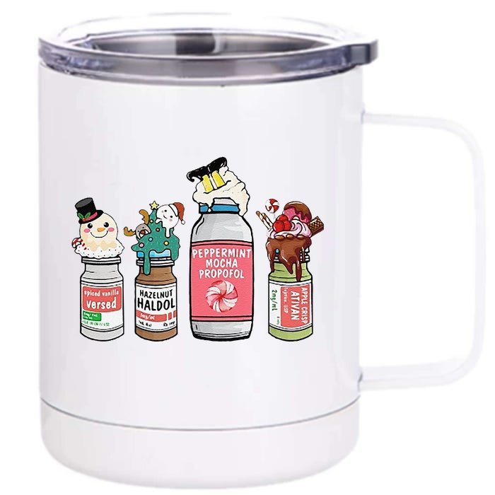 Peppermint Mocha Propofol  Cute Christmas Nurse Front & Back 12oz Stainless Steel Tumbler Cup