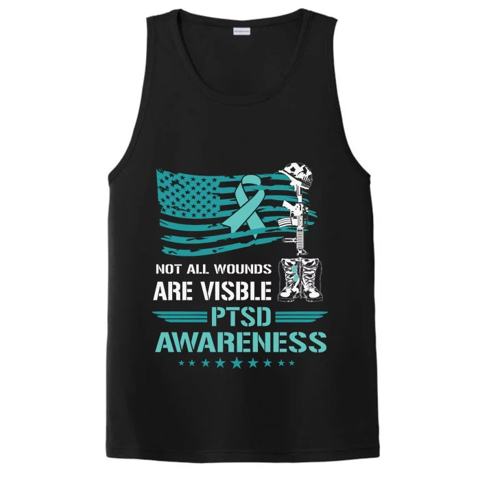 Patriotic Military PTSD Awareness American Flag Performance Tank