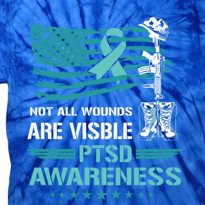 Patriotic Military PTSD Awareness American Flag Tie-Dye T-Shirt