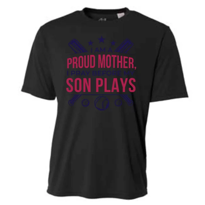 Proud Mother Pray Before Son Plays Baseball Cooling Performance Crew T-Shirt