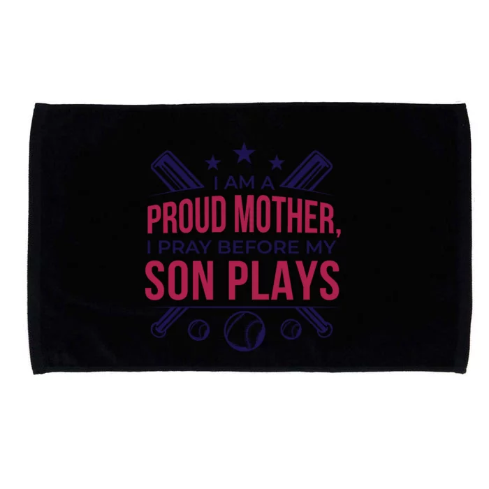 Proud Mother Pray Before Son Plays Baseball Microfiber Hand Towel