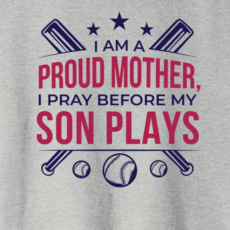 Proud Mother Pray Before Son Plays Baseball Women's Crop Top Tee