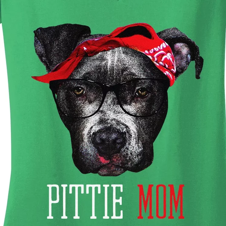 Pittie Mom Pitbull Dog Lovers Mothers Day Gift Women's V-Neck T-Shirt