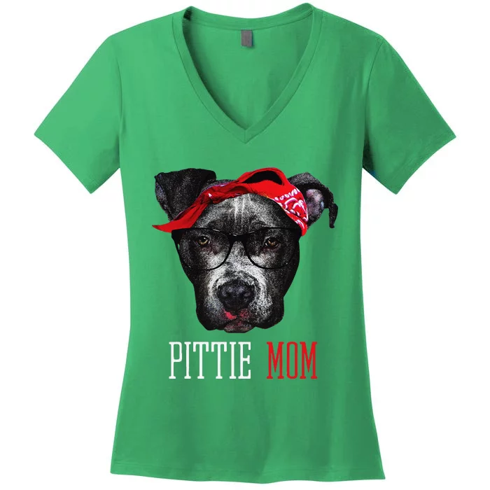 Pittie Mom Pitbull Dog Lovers Mothers Day Gift Women's V-Neck T-Shirt