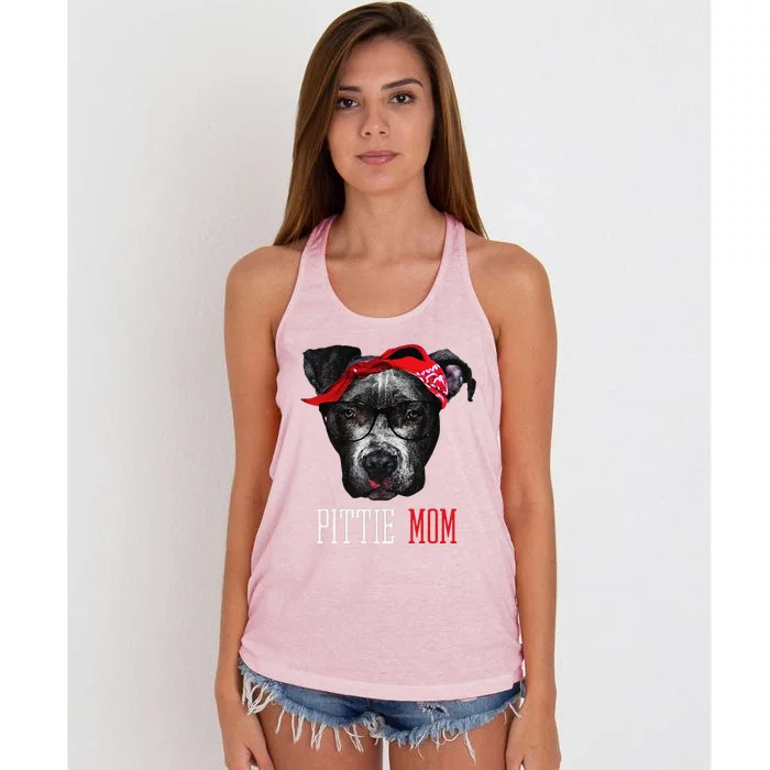 Pittie Mom Pitbull Dog Lovers Mothers Day Gift Women's Knotted Racerback Tank