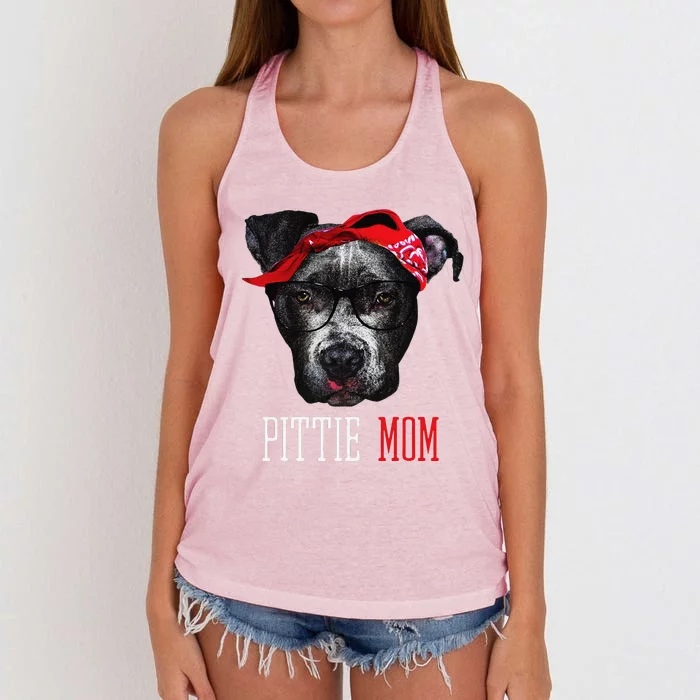 Pittie Mom Pitbull Dog Lovers Mothers Day Gift Women's Knotted Racerback Tank