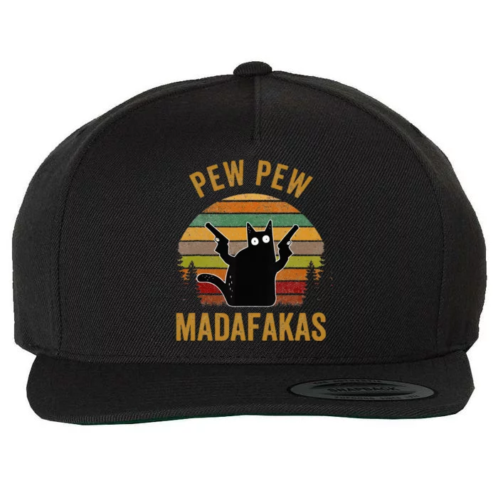 Pew Madafakas Pew Guns Funny Black Cat Retro Vintage Wool Snapback Cap