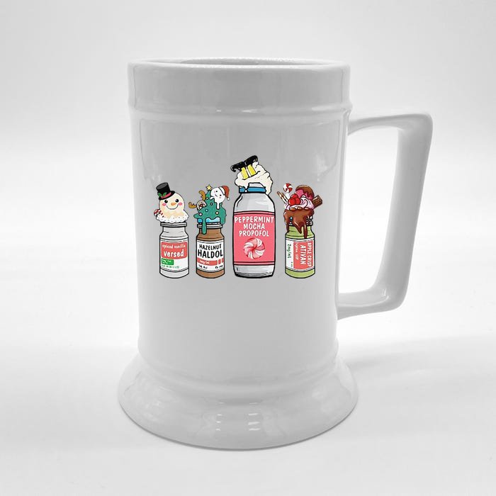 Peppermint Mocha Propofol  Cute Christmas Nurse Front & Back Beer Stein