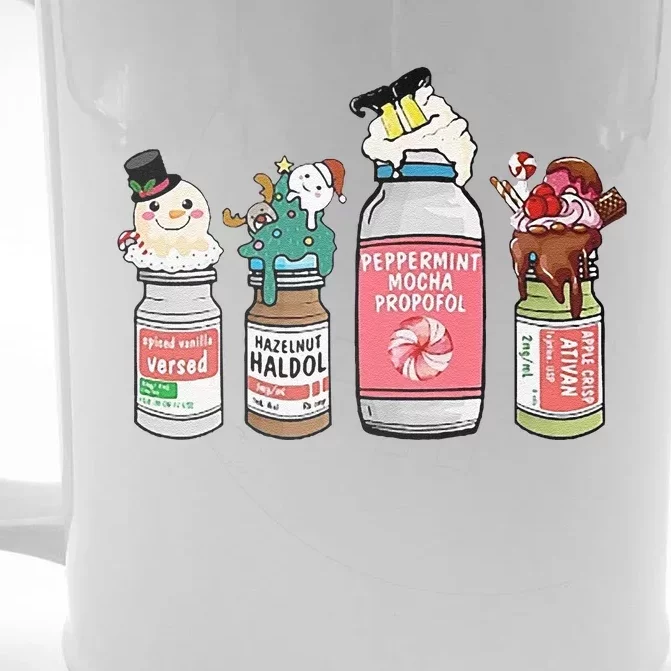 Peppermint Mocha Propofol  Cute Christmas Nurse Front & Back Beer Stein