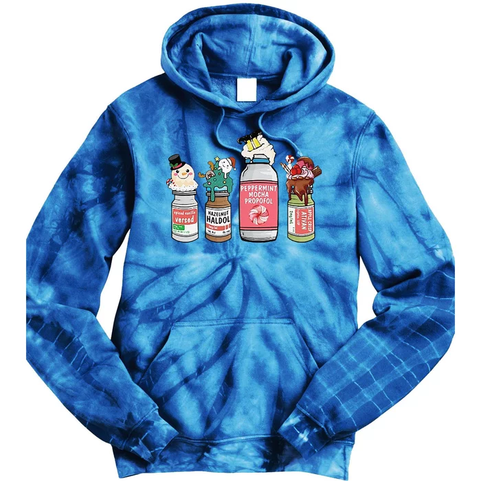 Peppermint Mocha Propofol  Cute Christmas Nurse Tie Dye Hoodie