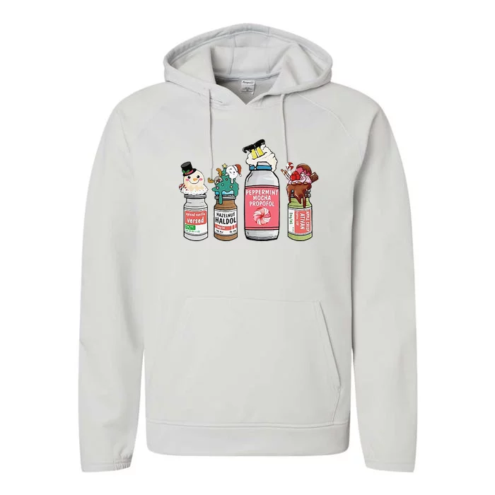 Peppermint Mocha Propofol  Cute Christmas Nurse Performance Fleece Hoodie