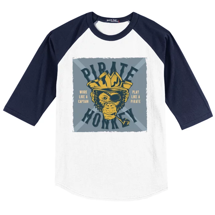 Pirate Monkey Baseball Sleeve Shirt