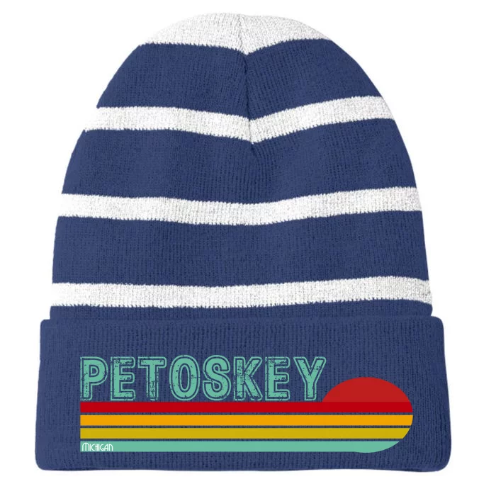 Petoskey Michigan Striped Beanie with Solid Band