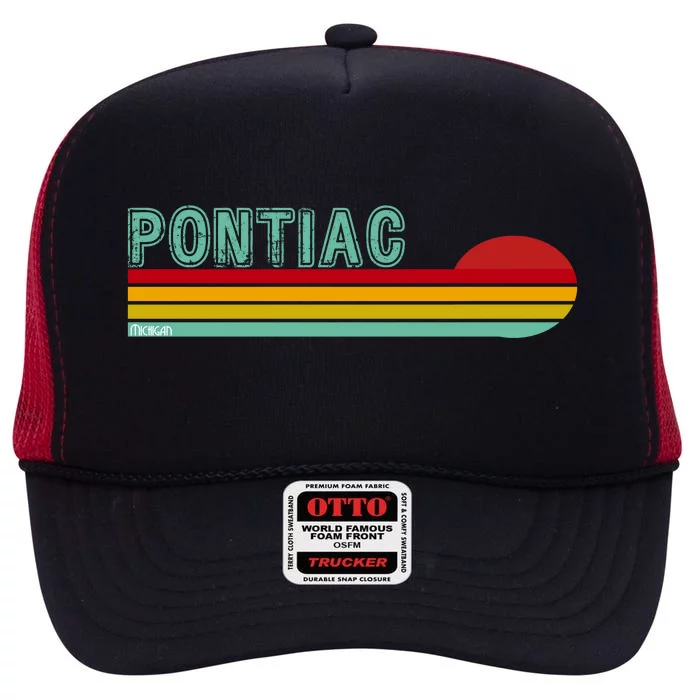 Pontiac Michigan High Crown Mesh Trucker Hat