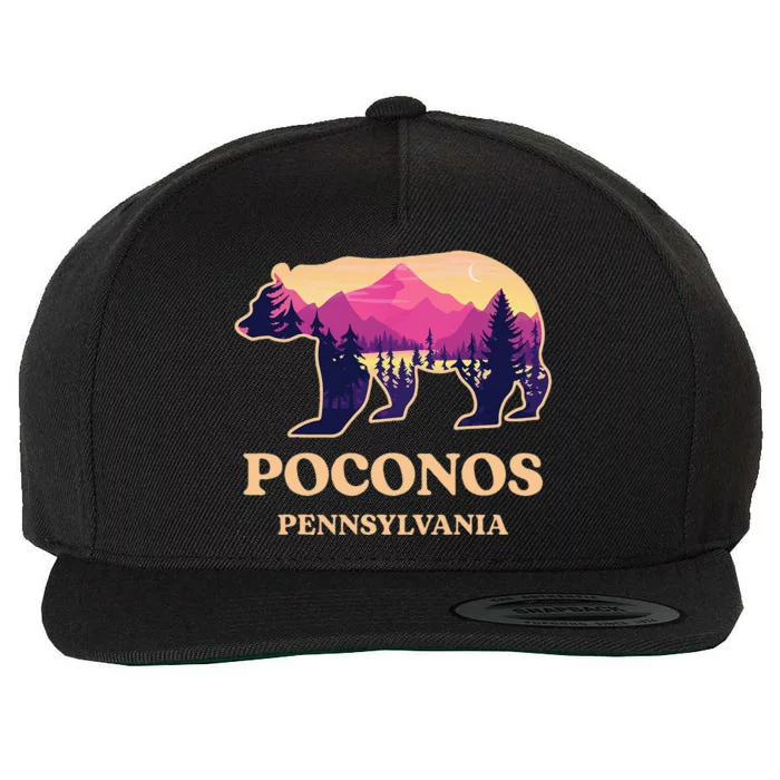 Poconos Mountains Pennsylvania Pa Bear Hiking Souvenirs Wool Snapback Cap