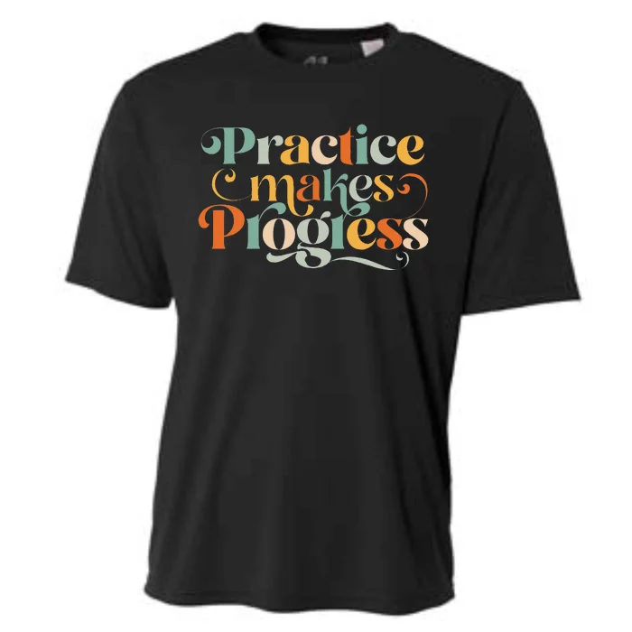 Practice Makes Progress Over Perfection Positive Motivation Cooling Performance Crew T-Shirt