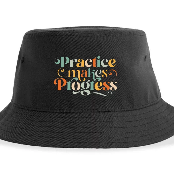 Practice Makes Progress Over Perfection Positive Motivation Sustainable Bucket Hat