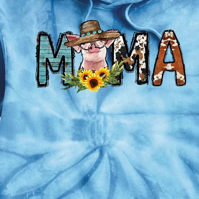 Pig Mama Pig Mom Sunflower Country Farm Life Cowhide Tie Dye Hoodie