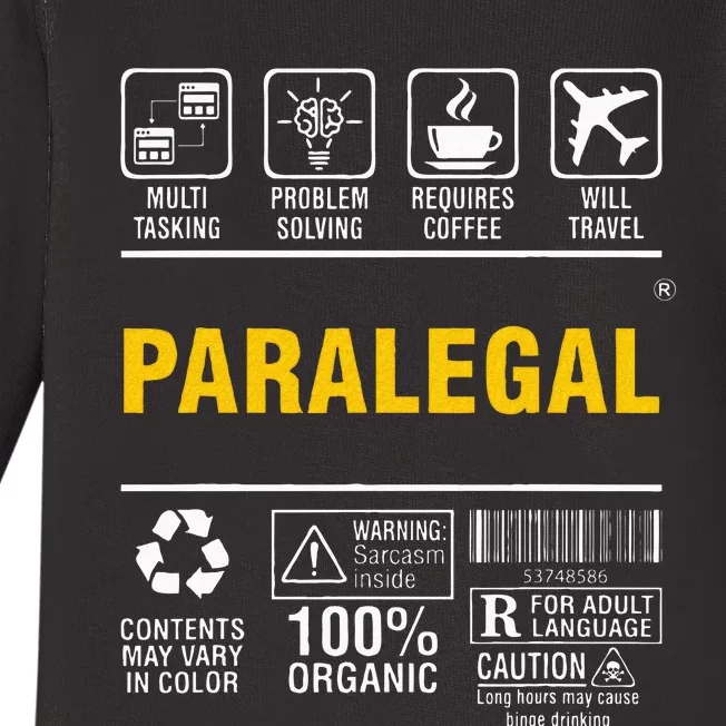 Paralegal Multitasking Problem Solving Coffee Lover Baby Long Sleeve Bodysuit