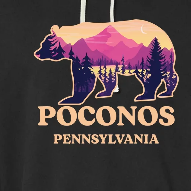 Poconos Mountains Pennsylvania Pa Bear Hiking Souvenirs Garment-Dyed Fleece Hoodie