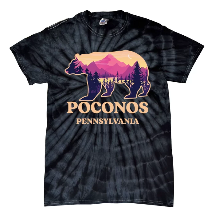 Poconos Mountains Pennsylvania Pa Bear Hiking Souvenirs Tie-Dye T-Shirt