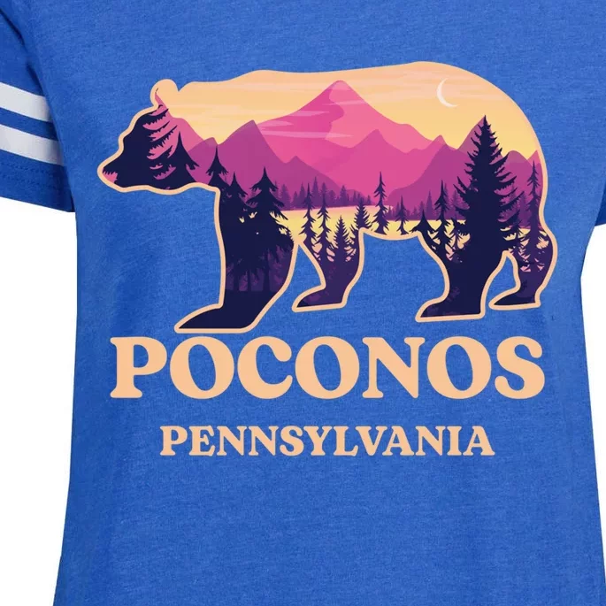 Poconos Mountains Pennsylvania Pa Bear Hiking Souvenirs Enza Ladies Jersey Football T-Shirt