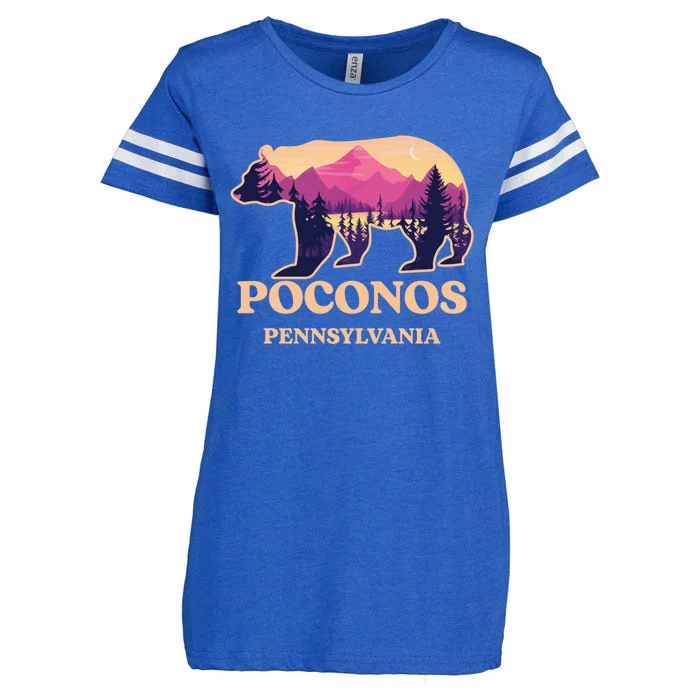 Poconos Mountains Pennsylvania Pa Bear Hiking Souvenirs Enza Ladies Jersey Football T-Shirt