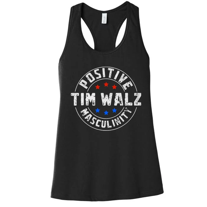 Positive Masculinity Pro Kamala Tim Walz 2024 Political Women's Racerback Tank