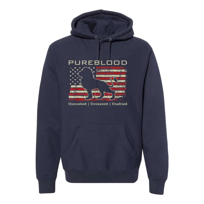 Pureblood Movement #Pureblood Medical Freedom Lion USA Flag Premium Hoodie