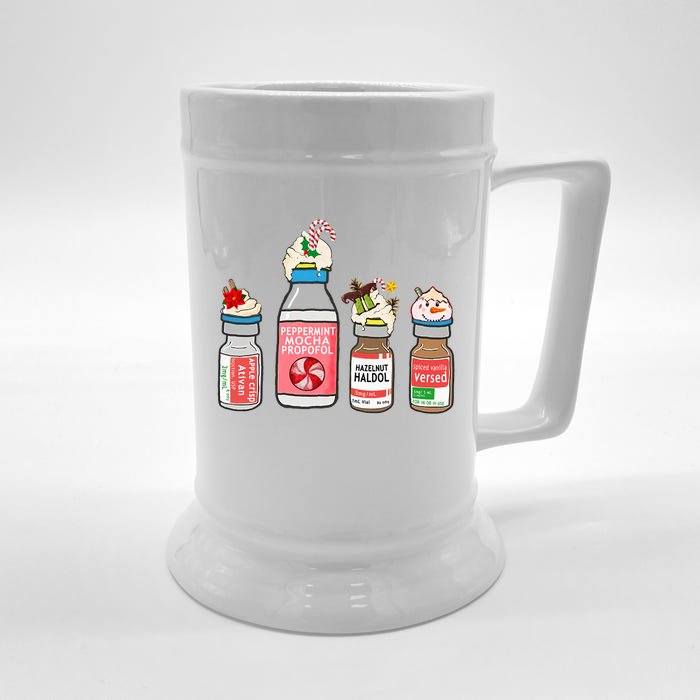 Peppermint Mocha Propofol Cute Christmas Nurse Er Ed Icu Rn Great Gift Front & Back Beer Stein