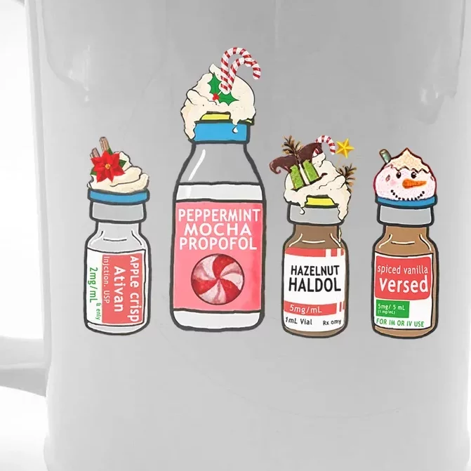 Peppermint Mocha Propofol Cute Christmas Nurse Er Ed Icu Rn Great Gift Front & Back Beer Stein