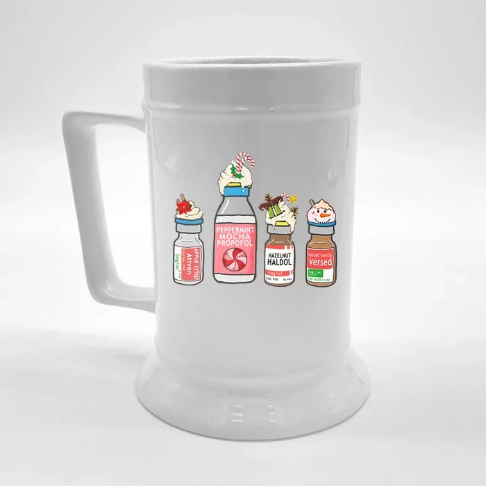 Peppermint Mocha Propofol Cute Christmas Nurse Er Ed Icu Rn Great Gift Front & Back Beer Stein