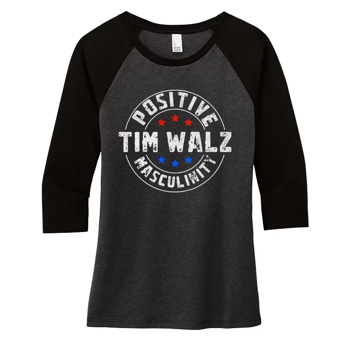 Positive Masculinity Pro Kamala Tim Walz 2024 Political Women's Tri-Blend 3/4-Sleeve Raglan Shirt