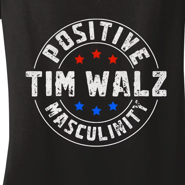 Positive Masculinity Pro Kamala Tim Walz 2024 Political Women's V-Neck T-Shirt