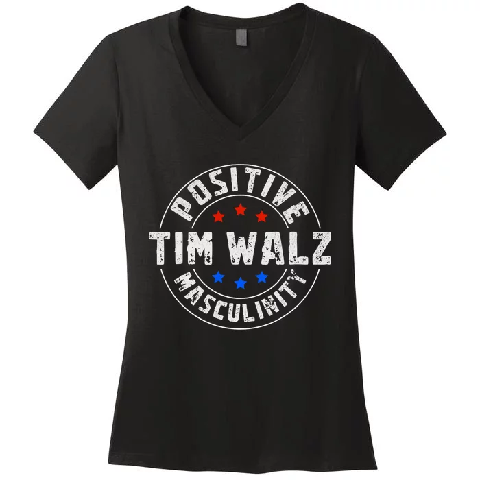 Positive Masculinity Pro Kamala Tim Walz 2024 Political Women's V-Neck T-Shirt