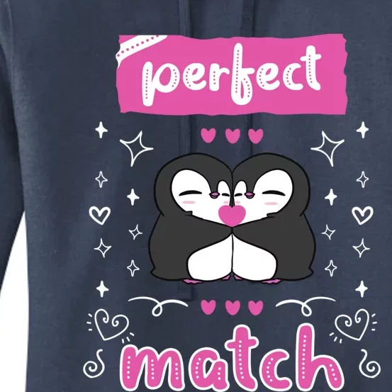 Perfect Match! Penguin Love Valentine's Day Gift Women's Pullover Hoodie