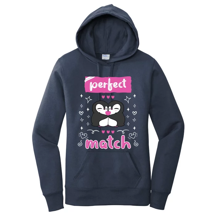 Perfect Match! Penguin Love Valentine's Day Gift Women's Pullover Hoodie